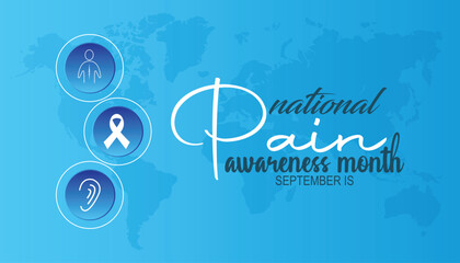 September is National Pain Awareness Month. Vector template Design for banner, greeting card, poster, prints, social media post, flyer, T shirt with background.