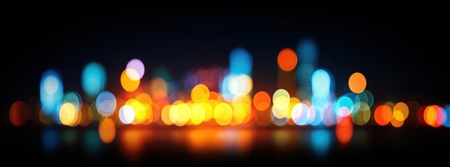 Colorful bokeh lights of a city at night.