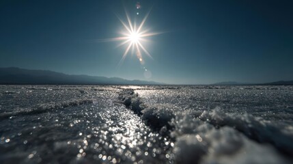 Sunlit Salt Flats Under a Clear Sky