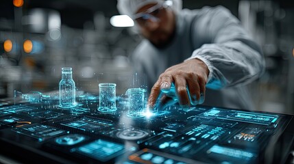 Food manufacturing innovation using digital interface representing industry 4.0, automation, and smart processing