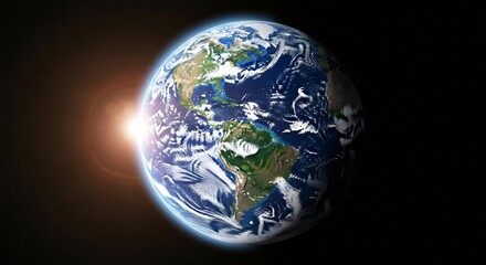 Stunning Earth Sunrise Planet Earth from Space Showing Americas and Detailed Cloud Formations