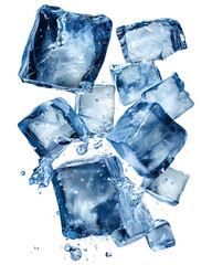 Obraz premium Ice Cubes Falling Water Splashing Refreshing Coolness