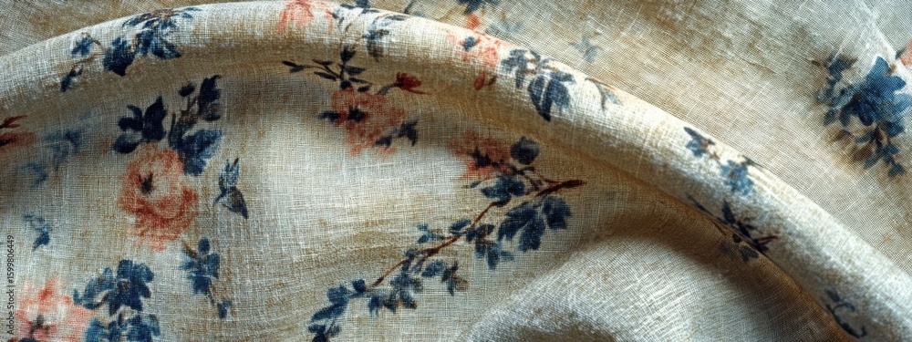 Poster elegant floral pattern on soft textile with gentle draping effect