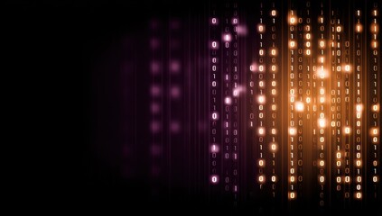 Binary code background with glowing effect.