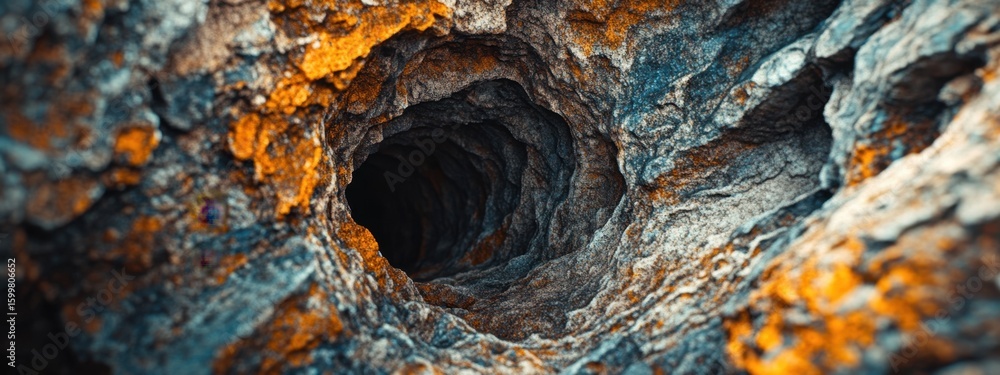 Aufkleber abstract view of a deep circular rock formation with textures