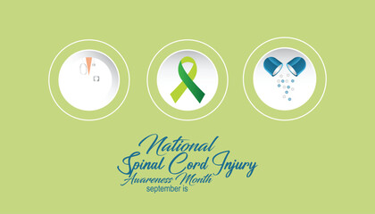 September is National Spinal Cord Injury Awareness Month. Vector template Design for banner, greeting card, poster, prints, social media post, flyer, T shirt with background