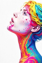 Vibrant fluorescent colors pop against a stark white backdrop Perfect for design projects needing bold, high-contrast imagery Ideal for backgrounds, websites, and presentations , intense, fluorescent