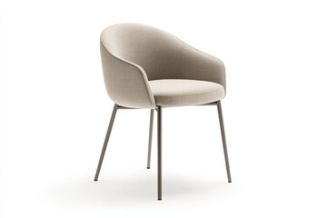 Modern upholstered armchair with metal legs for living room and dining room