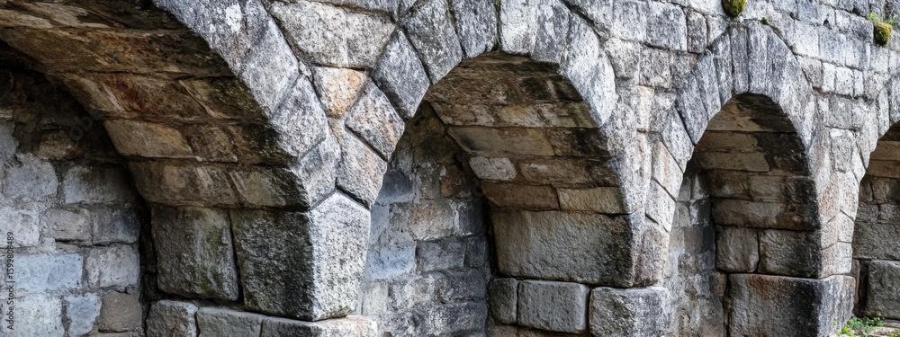 Poster historical stone arches of ancient architecture in rustic setting