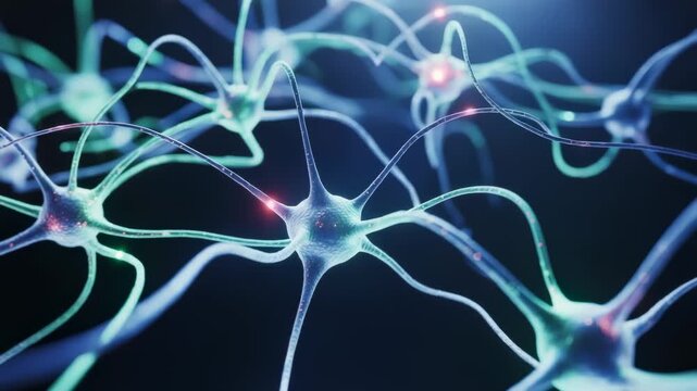 Neurons gently pulsing with shifting connections animation