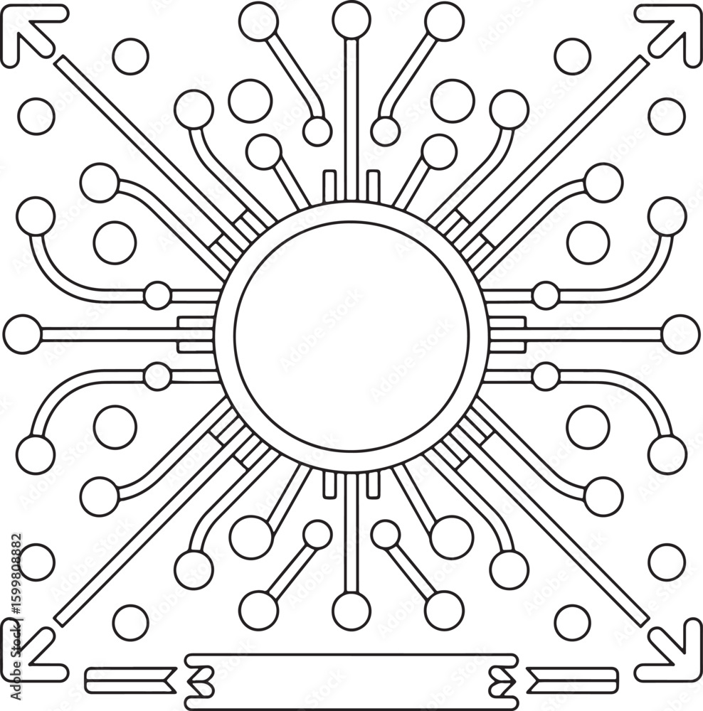 Aufkleber modern tech interface with arrows and circuit elements, vector background design, circuit arrows int