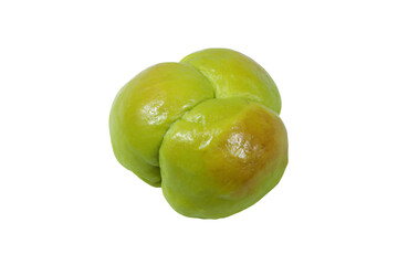 a green apple with a knot on top