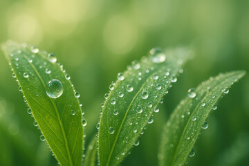 Dew glistening on a leaf.