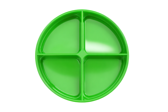 a green divided divided plate on a white background