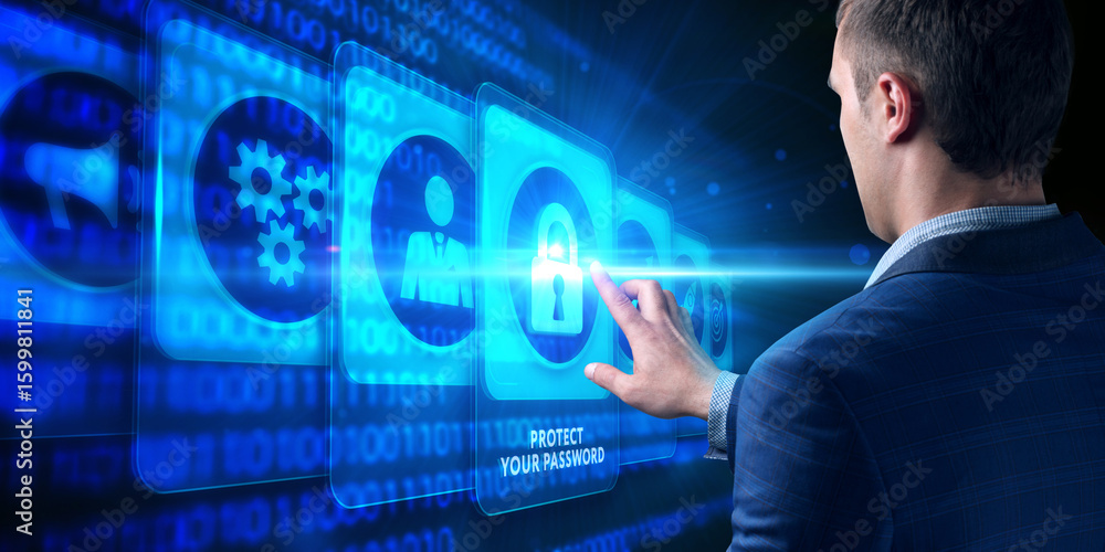 Aufkleber secure internet access and personal information security. protect your password.
