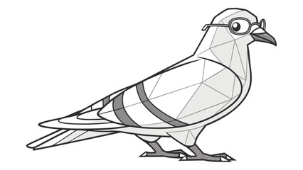 Obraz premium Illustration of a pigeon wearing glasses in geometric style vector design for graphic design projects