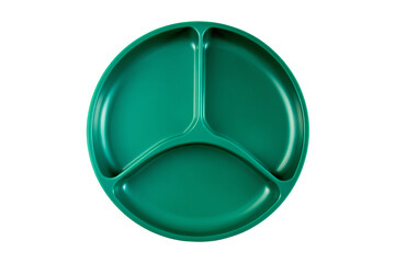 a green divided plate with a green lid