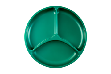 a green divided plate with a green lid