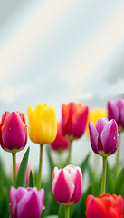 multi color tulips bunch pattern wallpaper, top view, background design for greeting cards and invitations for weddings, birthdays, Valentine's Day, Mother's 