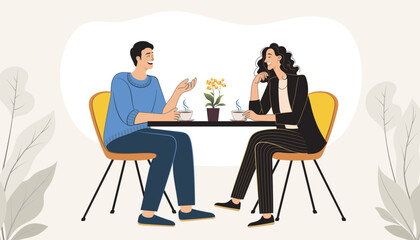 Two Friends Enjoying Lively laughing and talking at a cafe table