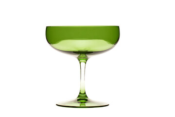 a green glass with a white background
