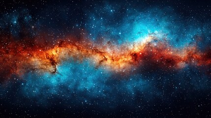 Fototapeta premium Cosmic Nebula: A Celestial Tapestry of Red and Blue