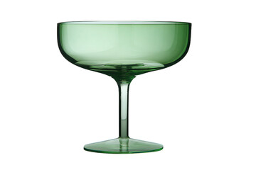a green glass of wine on a white background