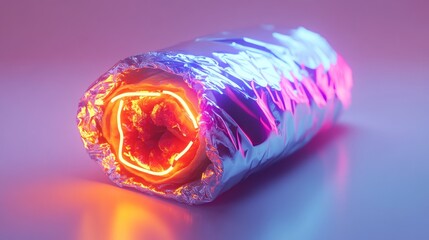 Neon burrito food photography glowing wrap delicious meal mexican takeout art