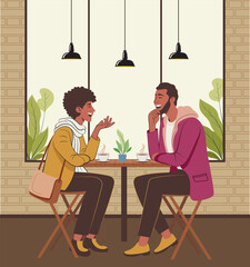 Concept of Two Friends Enjoying an Afternoon Together at the Coffee Table
