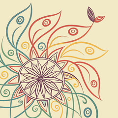 Fototapeta premium Download abstract floral vector art design with decorative flower and swirl elements for creative projects