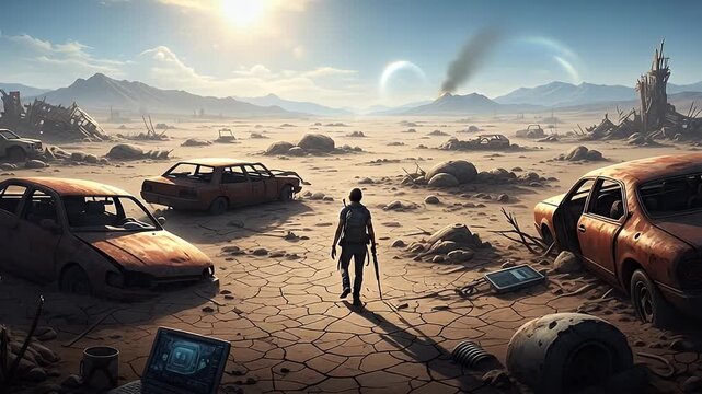 Post apocalyptic desolate landscape