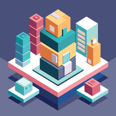 Naklejka premium Geometric city blocks arrangement isometric buildings