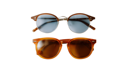 Classic Sunglasses on White: A flat lay of classic sunglasses with a retro design, isolated on a Transparent background, PNG file.