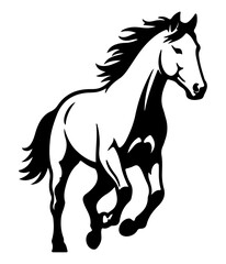 Horse logo. Silhouette of black horse icon isolated on transparent background. Vector illustration