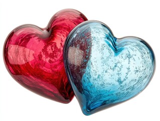 Glass heart decorations red and blue heart art glass heart paperweights gift