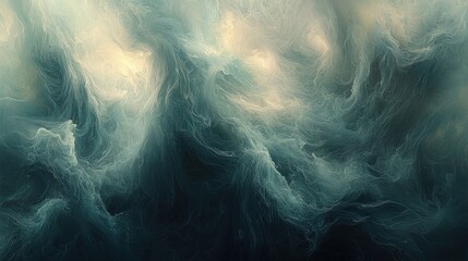 Obraz premium Abstract Teal and Beige Swirls: A Digital Masterpiece