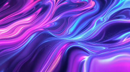 Obraz premium Abstract digital artwork featuring vibrant, swirling neon pink, purple, and blue hues, resembling liquid light or shimmering fabric with subtle sparkle