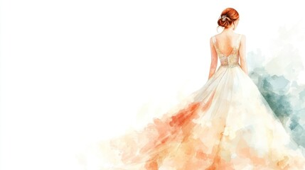 Watercolor wedding dress art print bridal gown illustration for sale online