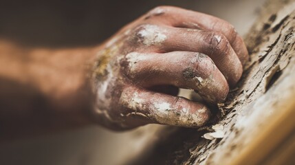 brain clot diagram design. Close-up of a hand gripping a textured surface, showcasing grit and determination.