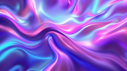 Obraz premium Abstract digital artwork depicting swirling, iridescent fluid in vibrant hues of pink, purple, and blue, creating a smooth, glossy, and luminous effect