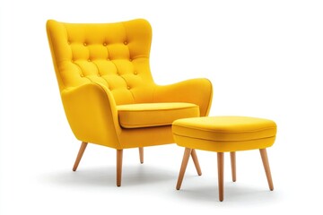 Shop yellow armchair and ottoman set modern living room furniture online now