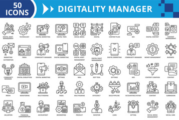 Digitality manager icon set collection vector illustration