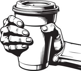 hand holding a coffee cup, vector design
