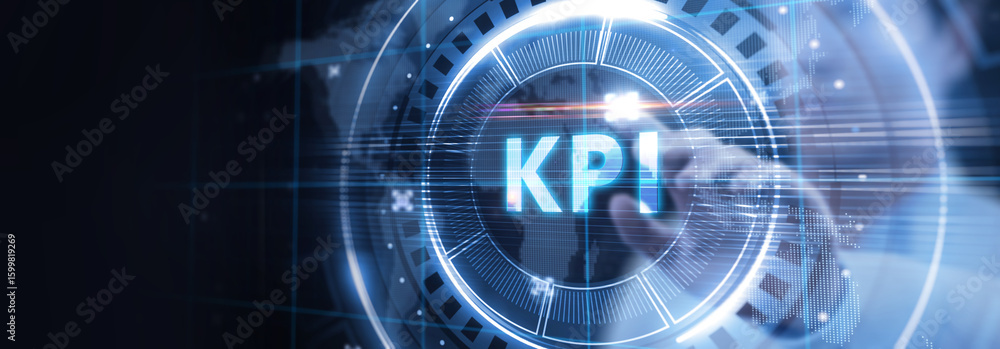 Poster kpi key performance indicator for business concept. business, technology, internet and network conce