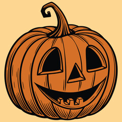Bold jack-o’-lantern artwork featuring triangular eyes and zigzag mouth, versatile