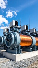 Industrial machinery under a blue sky