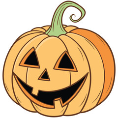 Smiling Halloween pumpkin illustration featuring classic carving style