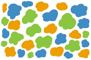 カラフルな雲形パターン背景素材｜抽象・手描き・ポップ・デザイン素材