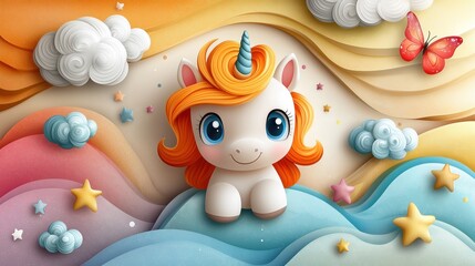 Adorable Unicorn in a Whimsical Dreamland