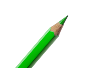 a green pencil with a black tip